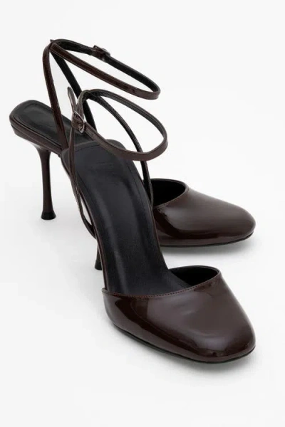 Prologue Shoes Blues Round Toe Ankle Strap Pump In Brown