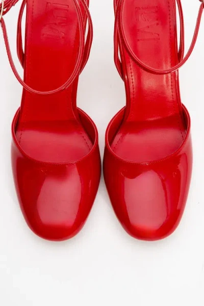 Prologue Shoes Blues Round Toe Ankle Strap Pump In Red