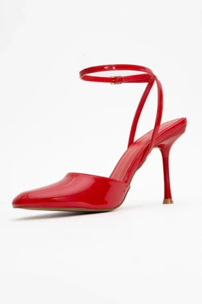 Prologue Shoes Blues Round Toe Ankle Strap Pump In Red