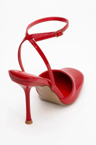 Prologue Shoes Blues Round Toe Ankle Strap Pump In Red