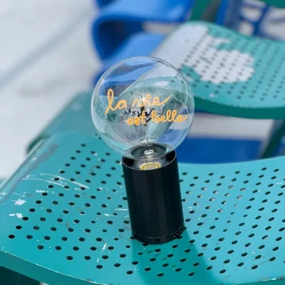 Mitb La Vie Est Belle Portable Table Lamp In Green