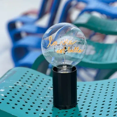 Mitb La Vie Est Belle Portable Table Lamp In Yellow