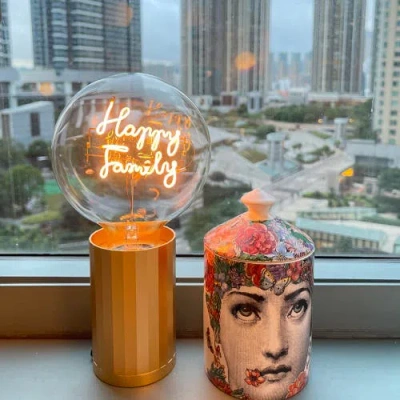 Mitb Happy Family Portable Table Lamp In Gold