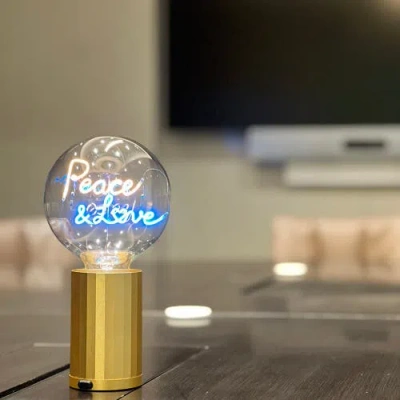 Mitb Peace And Love Portable Table Lamp In Gold