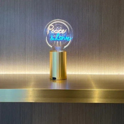 Mitb Peace And Love Portable Table Lamp In Gold