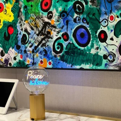 Mitb Peace And Love Portable Table Lamp In Black