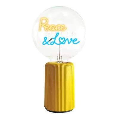 Mitb Peace And Love Portable Table Lamp In Yellow