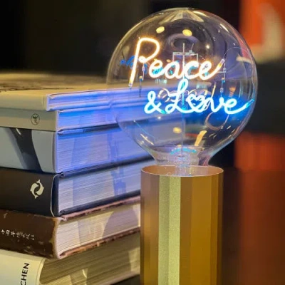 Mitb Peace And Love Portable Table Lamp In Black