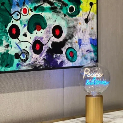 Mitb Peace And Love Portable Table Lamp In Green