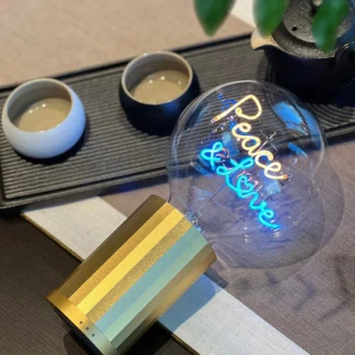 Mitb Peace And Love Portable Table Lamp In Yellow