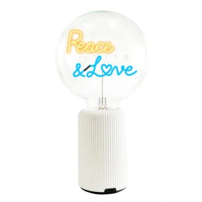 Mitb Peace And Love Portable Table Lamp In White