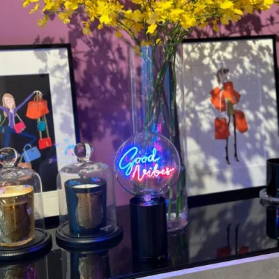 Mitb Good Vibes Portable Table Lamp In Pink