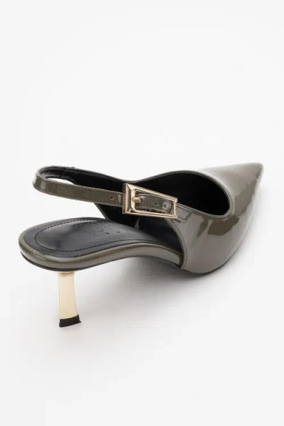 Prologue Shoes Arty Pointed Toe Slingback Pump In Green