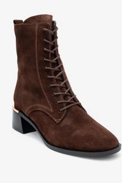 Forever & Always Shoes Avia Leather Block Heel Boot In Brown