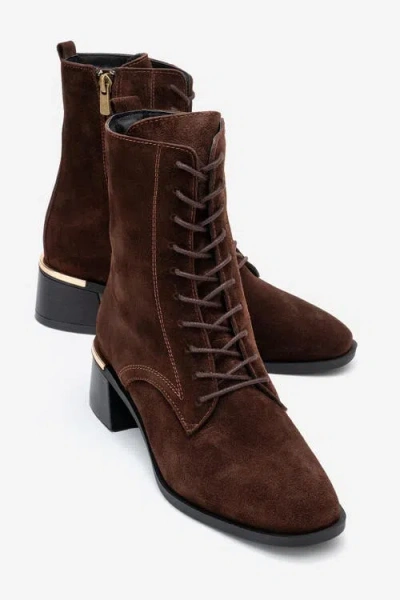 Forever & Always Shoes Avia Leather Block Heel Boot In Brown