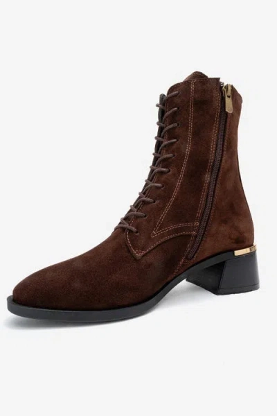 Forever & Always Shoes Avia Leather Block Heel Boot In Brown