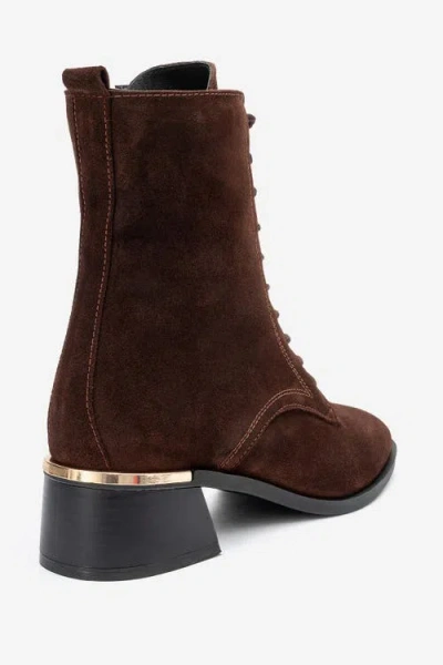 Forever & Always Shoes Avia Leather Block Heel Boot In Brown
