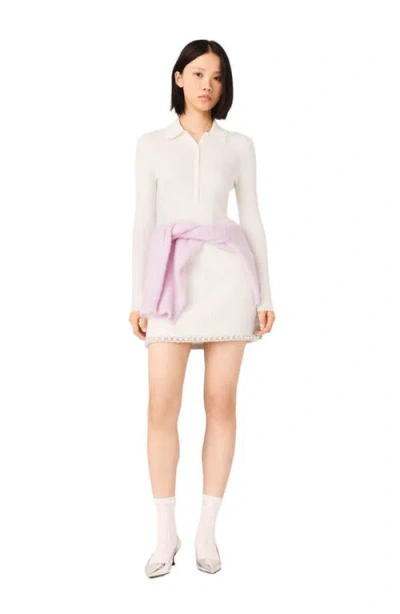 Maje Ribbed Polo Sweater In Sand