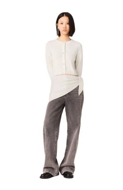 Maje Bow Jewellery Button Cardigan In Neutral