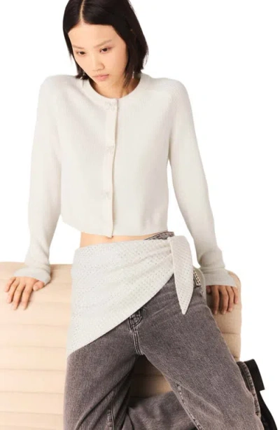 Maje Bow Jewellery Button Cardigan In Neutral