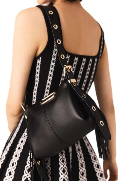 Maje Gold Handle Miss M Mini Bag In Black