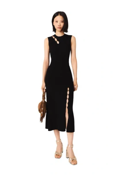 Maje Womens Black Ribbed Cut-out Stretch-knit Maxi Dress