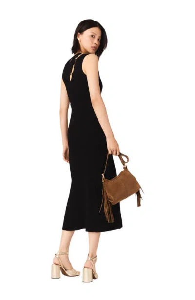 Maje Womens Black Ribbed Cut-out Stretch-knit Maxi Dress