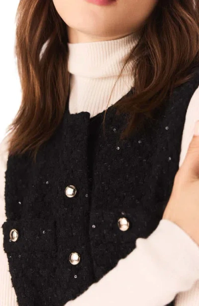 Maje Tweed Playsuit With Rhinestones In Black