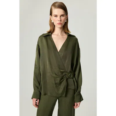 Nocturne Logo Buckle Wrap Blouse In Multi
