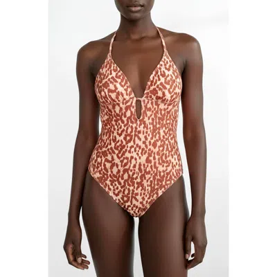 Jessie Zhao New York Savanna Reversible One Piece Swimsuit In Brown
