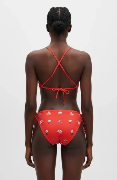 Jessie Zhao New York Coral Garden Reversible Triangle Bikini Top In Red