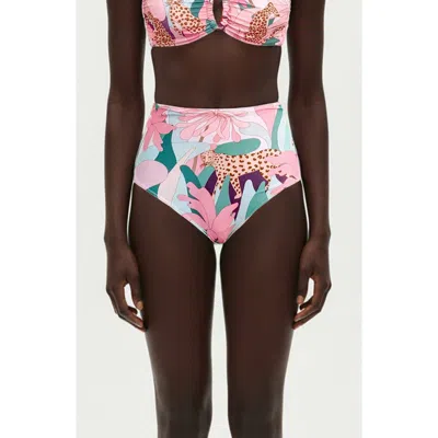 Jessie Zhao New York Jungle Rose Reversible Bikini Bottom In Pink