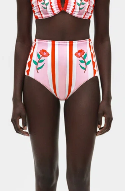Jessie Zhao New York Jungle Rose Reversible Bikini Bottom In Pink