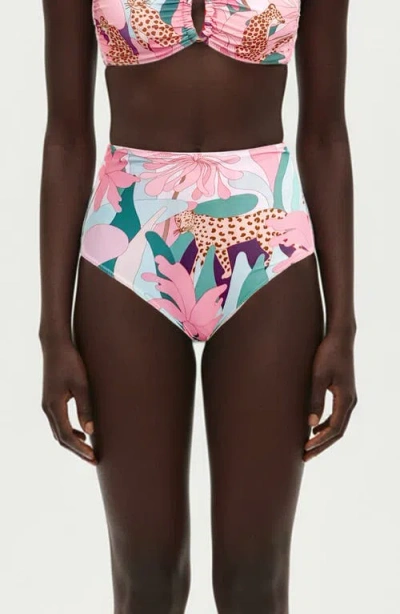 Jessie Zhao New York Jungle Rose Reversible Bikini Bottom In Pink