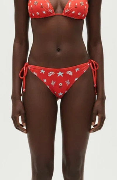 Jessie Zhao New York Coral Garden Reversible Tie Side Bottom In Red