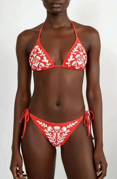 Jessie Zhao New York Coral Garden Reversible Tie Side Bottom In Red