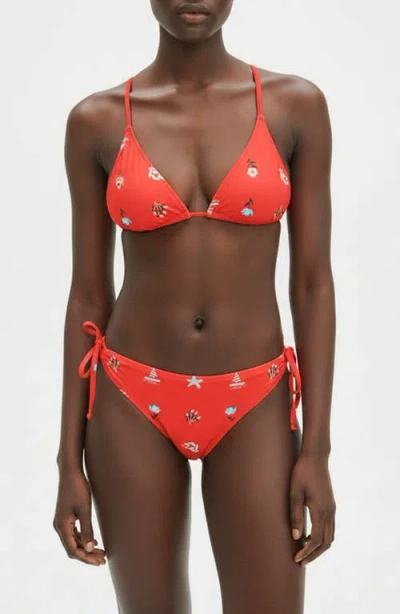 Jessie Zhao New York Coral Garden Reversible Tie Side Bottom In Red