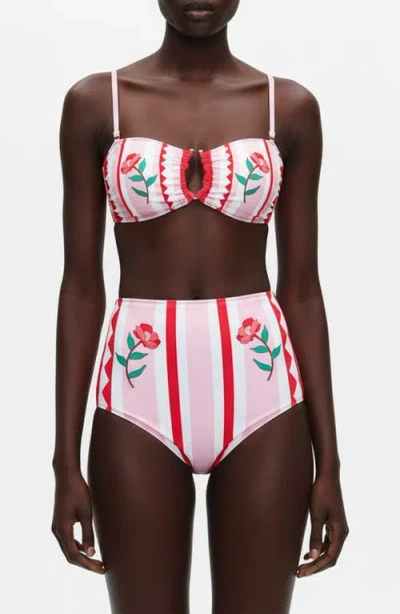 Jessie Zhao New York Jungle Rose Reversible Square Bandeau Top In Pink