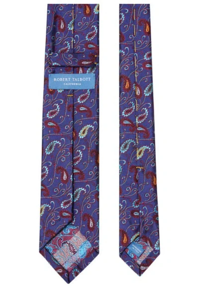 Robert Talbott Newman 7 Fold Pine Paisley Necktie In Blue