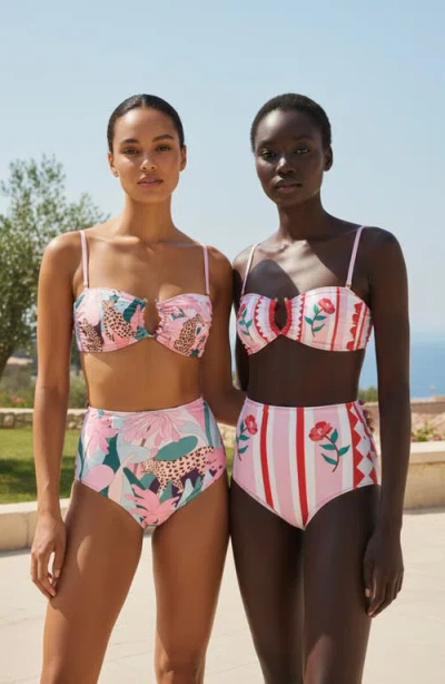 Jessie Zhao New York Jungle Rose Reversible Square Bandeau Top In Pink