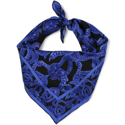 Monzlapur Silk Serpent Noir Scarf In Blue