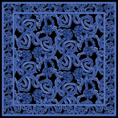 Monzlapur Silk Serpent Noir Scarf In Blue