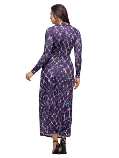 24seven Comfort Apparel Collared Wrap Maxi Dress In Blue