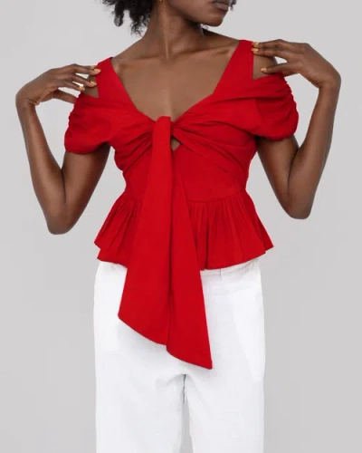 Haveli Usha Peplum Top In Red