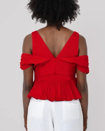 Haveli Usha Peplum Top In Red