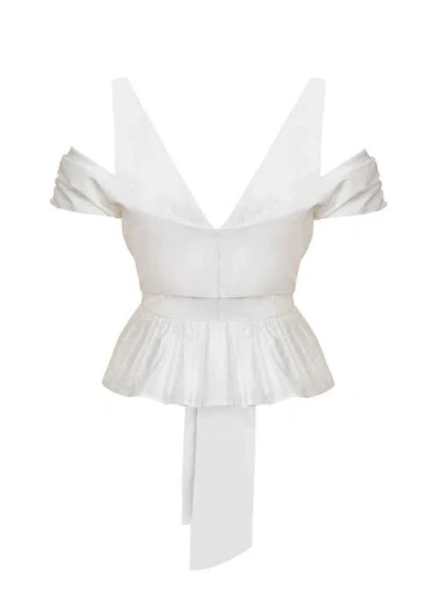 Haveli Usha Peplum Top In White