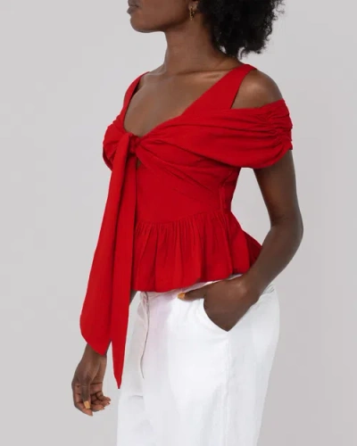 Haveli Usha Peplum Top In Red