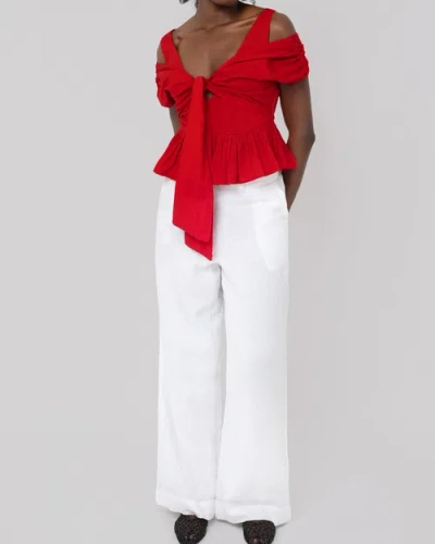 Haveli Usha Peplum Top In Red