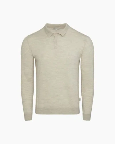 Onia Extra Fine Merino Wool Long Sleeve Polo In Neutral