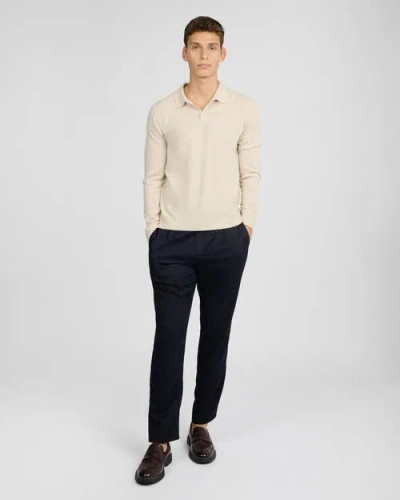 Onia Extra Fine Merino Wool Long Sleeve Polo In Neutral